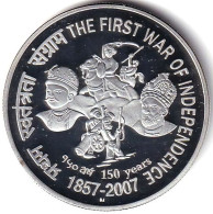 INDIA SILVER COIN LOT 504, 100 RUPEES 2007, FIRST WAR OF INDEPENDENCE, UNC, SCARE - Indien