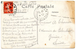 1915. ."10C SEMEUSE-TRESOR ET POSTE 70".CENSURE. FRANCE.F.M.POUR LA SUISSE - Guerra De 1914-18