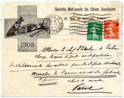 1917. RARE. "SOCIETE NATIONALE DU CHIEN SANITAIRE.PARIS". (SEINE) - 1. Weltkrieg 1914-1918