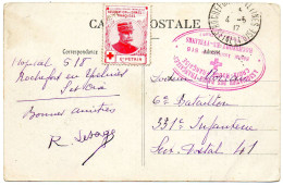 1917. "A.D.F./HOPITAL AUXILIAIRE N°518".(VIGNETTE CROIX-ROUGE).ROCHEFORT -EN-YVELINES (SEINE ET OISE) - 1. Weltkrieg 1914-1918