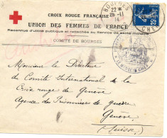 1914.."U.F.F./HOPITAL AUXILIAIRE DE CAMPAGNE N°8".BOURGES '(CHER). POUR A.I.P.G.(SUISSE) - WW I