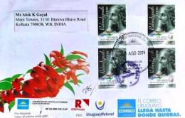 URUGUAY 2011 RABINDRA NATH TAGORE COMMERCIAL USED COVER IN 2019 SEND FROM URUGUAY TO INDIA USED RARE - Covers & Documents