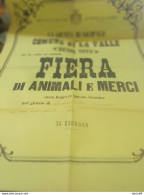 1896 MANIFESTO COMUNE DI LA VALLE BELLUNO FIERA DI ANIMALI E MERCE - Historical Documents
