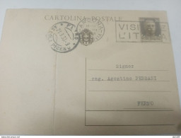 1938 CARTOLINA CON ANNULLO ANCONA + FERMO +  TARGHETTA - Postwaardestukken