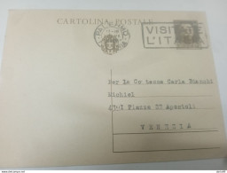 1938 CARTOLINA CON ANNULLO PALERMO + TARGHETTA - Entero Postal