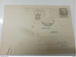 1939 CARTOLINA CON ANNULLO MILANO + BRENO BRESCIA + TARGHETTA - Stamped Stationery