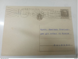 1939 CARTOLINA CON ANNULLO ROMA + SALERNO + TARGHETTA - Interi Postali