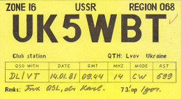 AK 213293 QSL - USSR - Ukraine - Lvov - Radio Amateur