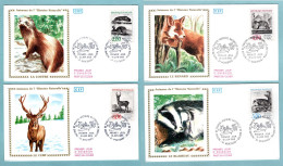 FDC France 1988 - Histoire Naturelle De Buffon - La Loutre, Le Cerf, Le Renard, Le Blaireau - YT 2539/2542 - 21 Montbard - 1980-1989