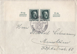 DR Brief Mef Minr.2x 648 (aus Bl. 9)SST Nürnberg 9.9.37 Gel. Nach Mannheim - Covers & Documents