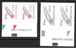 ● 2015 ֍ Poste Italiane ● Prioritaria Da € 1,00 E 0,15 ** ● COPPIE Con Codice Alfanumerico ● Posta Ordinaria ️● - Bar Codes