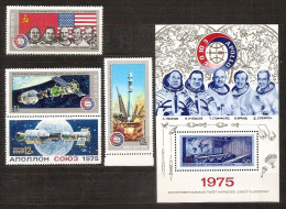 RUSSIA USSR 1975●Mi 4371-4374+Bl.105●Soyuz-Apollo Space Flight MNH - Nuevos