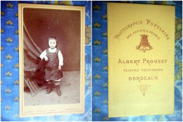 PHOTO CDV JEUNE FILLE CHIC MODE Cabinet PROUZET  A BORDEAUX - Anciennes (Av. 1900)