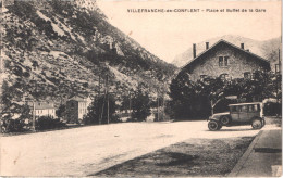 FR66 VILLEFRANCHE DE CONFLENT - Place Et Buffet De La Gare - Voiture - Belle - Autres & Non Classés