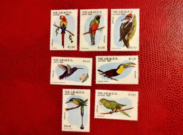 NICARAGUA 1981 7v Neuf MNH Mi 2217 / 2223 YT 1161 / 1164 Aerien 466 / 468 Pájaro Bird Pássaro Vogel Ucello Oiseau - Papegaaien, Parkieten