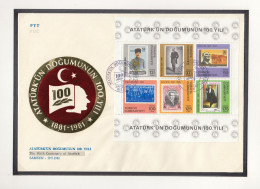 TÜRKEI  Block 19, FDC, 100. Geburtstag Von Atatürk, 1981 - Blokken & Velletjes