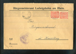 "DEUTSCHES REICH" 1922, Dienstmarke Mi. 30 Auf Dienstbrief Ex Buergermeisteramt Ludwigshafen (B2085) - Dienstmarken