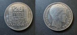 20 Francs Turin 1933 - Argent - Réf, P 16 - 20 Francs