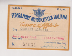 GALLARATE  VARESE  TESSERA  FEDERAZIONE MOTOCICLISTICA ITALIANA  1950 - Documentos Históricos