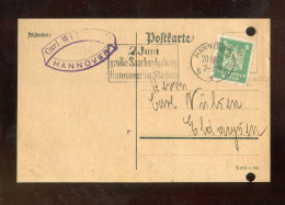 "DEUTSCHES REICH" 1925, Postkarte Frankatur Mit "LOCHUNG/PERFIN" Mit Stempel "HANNOVER, Saarkundgebung" (B2088) - Lettres & Documents