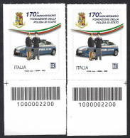 Italia 2022; Polizia Di Stato: Due Francobolli A Barre Opposte. - Bar-code