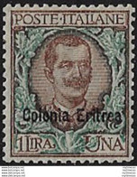 1903 Eritrea VE III Lire 1 Bruno Verde Bc MNH Sassone N. 28 - Somalië