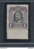 1933-36 COOK ISLANDS, Stanley Gibbons N. 112 - 1 Scellino Black And Violet - MNH** - Other & Unclassified