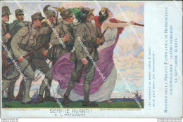 Bz574 Cartolina Militare Bersaglieri Sempre Avanti Illustratore Metlicovitz Www1 - Autres & Non Classés