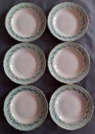 Lot 325 - 6 Assiettes Creuses En Faïence CERANORD SAINT AMAND, Modèle PICARDIE Blanche Verte Et Dorure - Plates