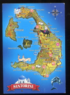 Greece Santorini  Map   Carte Geographique Decorative  * Landkarte .Thira Santorin - Grèce