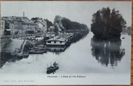 CPA PONTOISE (95) - L'Oise Et L'île Pothuis (Cudot Tabac, Place De La Gare) - Pontoise