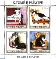 Sao Tome/Principe 2004 Cats & Dogs 4v M/s, Mint NH, Nature - Cats - Dogs - Sao Tomé Y Príncipe