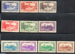 Lebanon 1937 Beit Ed Dine Palace 10v, Mint NH, Art - Castles & Fortifications - Châteaux