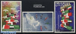 Kuwait 1997 Gulf Co-operation 3v, Mint NH, History - Various - Flags - Maps - Geografía