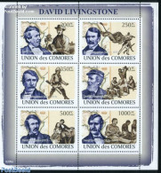 Comoros 2008 David Livingstone 6v M/s, Mint NH, History - Nature - Various - Explorers - Cat Family - Maps - Onderzoekers