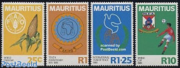 Mauritius 1986 Mixed Issue 4v, Mint NH, Health - History - Sport - Food & Drink - Peace - Football - Food