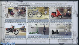 Mozambique 2009 Transport II 6v M/s, Mint NH, Sport - Transport - Cycling - Motorcycles - Cycling