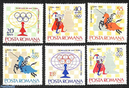 Romania 1966 Chess Olympiade 6v, Mint NH, History - Nature - Sport - Knights - Horses - Chess - Unused Stamps