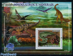 Sao Tome/Principe 2009 Dinosaurs & Minerals S/s, Mint NH, History - Nature - Geology - Prehistoric Animals - Prehistorics