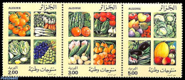 Algeria 1989 Fruits 3v [::], Mint NH, Health - Nature - Food & Drink - Fruit - Wine & Winery - Nuevos