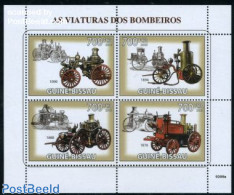 Guinea Bissau 2009 Fire Engines 4v M/s, Mint NH, Transport - Fire Fighters & Prevention - Sapeurs-Pompiers