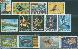 Ghana 1965 Definitives New Currency 13v, Mint NH, Nature - Animals (others & Mixed) - Birds - Fish - Flowers & Plants .. - Vissen