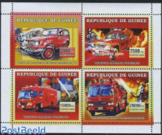 Guinea, Republic 2006 Fire Engines 4v M/s, Mint NH, Transport - Automobiles - Fire Fighters & Prevention - Cars