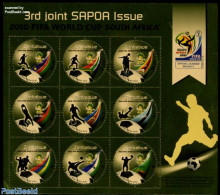 Zimbabwe 2010 SAPOA, World Cup Football 9v M/s, Mint NH, Sport - Various - Football - Joint Issues - Round-shaped Stamps - Emisiones Comunes