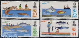 Brunei 1983 Fishing 4v, Mint NH, Nature - Transport - Fish - Fishing - Ships And Boats - Fishes