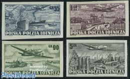 Poland 1952 Airmail Definitives 4v Imperforated, Mint NH, Transport - Various - Aircraft & Aviation - Ships And Boats .. - Ongebruikt