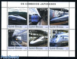 Guinea Bissau 2003 Japanese High Speed Trains 6v M/s, Mint NH, Transport - Railways - Trains