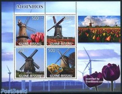 Guinea Bissau 2008 Dutch Mills 4v M/s, Mint NH, History - Nature - Various - Netherlands & Dutch - Flowers & Plants - .. - Geography