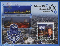 Guinea Bissau 2008 100 Years Tel Aviv S/s, Mint NH, Religion - Judaica - Judaika, Judentum