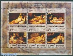 Guinea Bissau 2005 Nude Model Paintings 6v M/s, Mint NH, Art - Nude Paintings - Paintings - Rembrandt - Guinée-Bissau